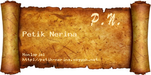 Petik Nerina névjegykártya